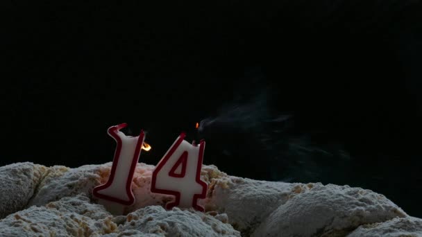 Čtrnáctý narozeninový dort se svíčkami