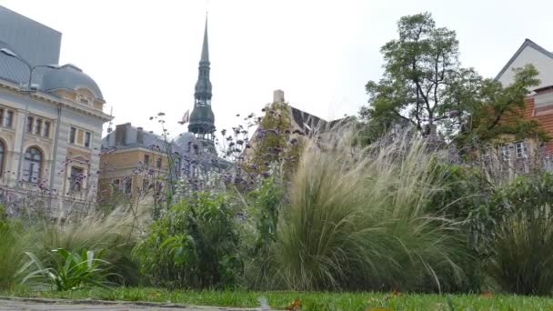 Livu torg i Riga Gamla stan, Lettland. — Stockvideo