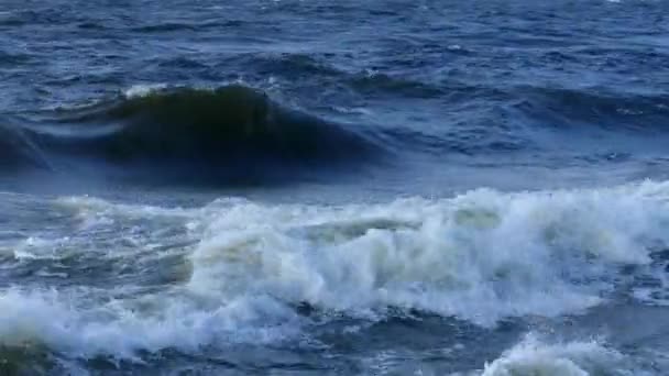 Grandes olas marinas durante la tormenta — Vídeo de stock