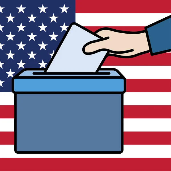 Gli elettori mano mettendo busta nelle urne — Vettoriale Stock