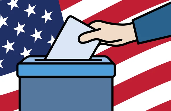 Votantes mano poner sobre en urnas — Archivo Imágenes Vectoriales