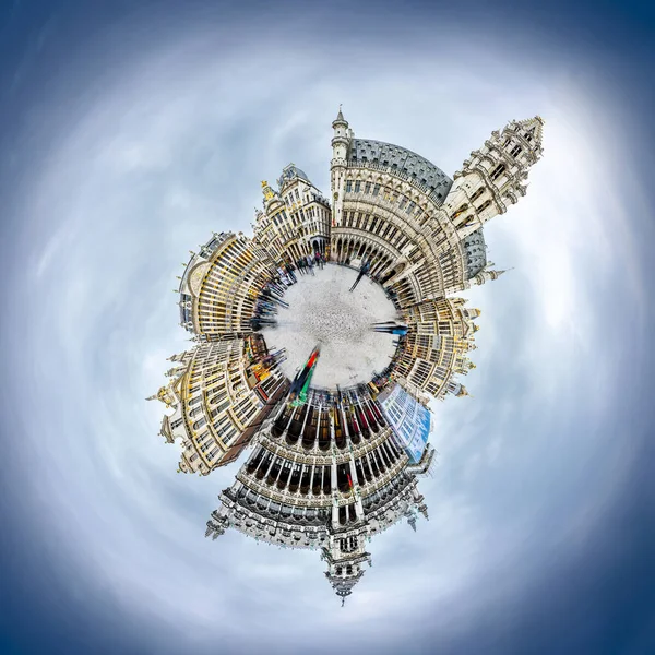 Brussels Grand Place Panoramic Montage Από Εικόνες Hdr — Φωτογραφία Αρχείου