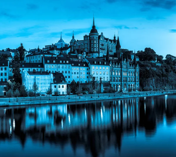 Malownicza Panorama Starego Miasta Sztokholmie Połączenie Panoramiczne Obrazami — Zdjęcie stockowe