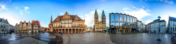 Skyline Bremen Rynek Główny Centrum Hanzeatyku Niemcy 360 Stopni Panoramiczny — Zdjęcie stockowe