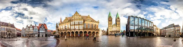 Skyline Bremen Rynek Główny Centrum Hanzeatyku Niemcy 360 Stopni Panoramiczny — Zdjęcie stockowe