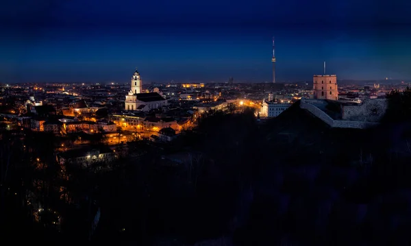 Vilnius Óvárosának Panorámája Hajnalban — Stock Fotó