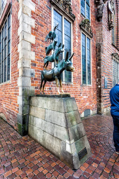 Bremen Duitsland Oktober 2017 Beroemd Standbeeld Van Vier Bremen Muzikanten — Stockfoto