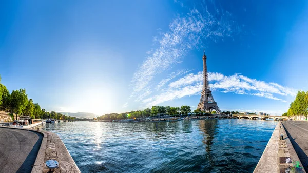 Szenisches Panorama Des Eiffelturms Und Der Seine Paris Frankreich 360 — Stockfoto