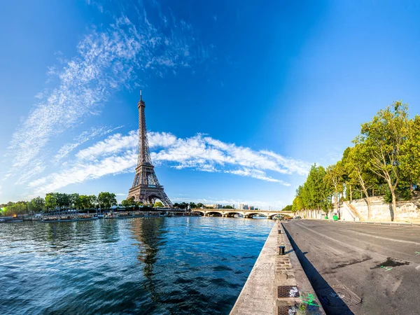 Scenic Panorama Eiffel Tower Riverside Seine Paris France 360 Degree — Stock Photo, Image