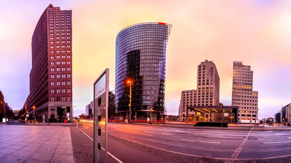 Skyline Financial District Vid Potsdammer Platz Berlin Tyskland Panoramamamammontage Med — Stockfoto