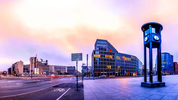 Skyline Des Bankenviertels Potsdamer Platz Berlin Deutschland Panorama Montage Mit — Stockfoto