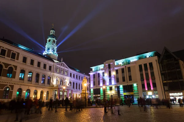 Riga Latvia November Vember 2014 Light Festival Staro Riga Beaming — 图库照片