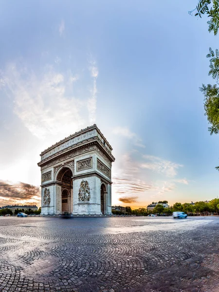 Paris Triumphal Arch Arc Triomphe Etoile All Estremità Occidentale Degli — Foto Stock