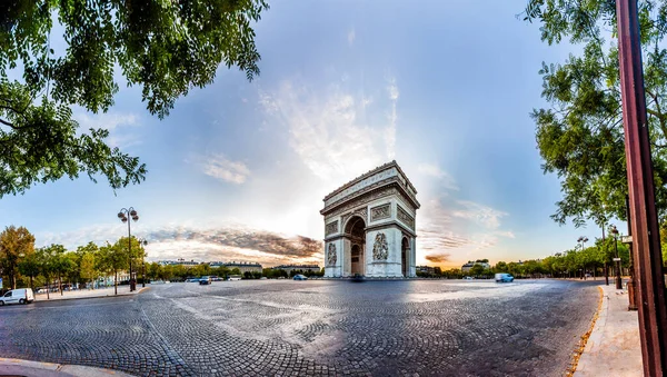 Paris Triumphal Arch Arc Triomphe Etoile Στο Δυτικό Άκρο Του — Φωτογραφία Αρχείου