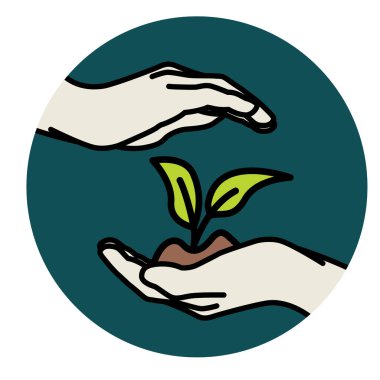 Yukarıdan ve aşağıdan koruyucu eller.