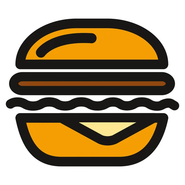 Burger Mit Fleisch Und Käse Dünne Umrisse — Stockvektor