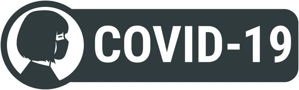 Znak Covid-19 z kobietą noszącą maskę medyczną — Wektor stockowy