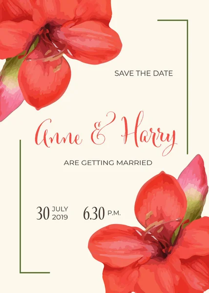 Hermosa Invitación Boda Floral Estilo Acuarela Formato Vectorial Pulgadas Pulgadas — Vector de stock