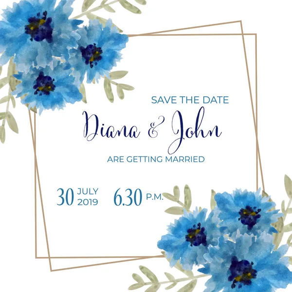 水彩の花と美しい結婚式の招待状 日付カードを保存します ベクトル — ストックベクタ