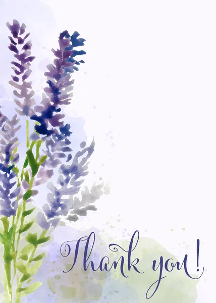 ありがとう メッセージに美しい水彩花カード ベクトル — ストックベクタ