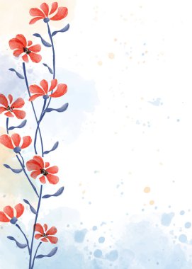 Suluboya stilinde güzel el boyası çiçek arkaplanı, vektör biçimi