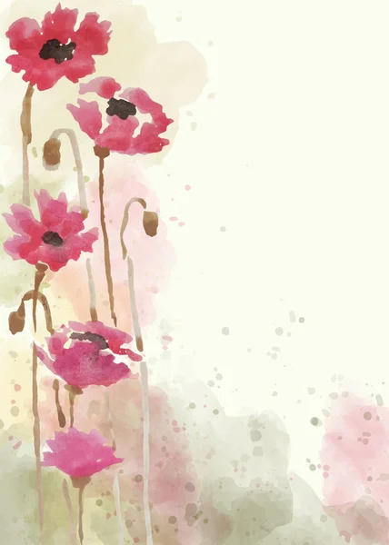 Vakker Håndmalt Blomsterbakgrunn Akvarellform Vektorformat – stockvektor