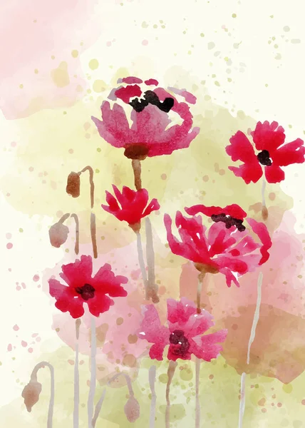 Beau Fond Floral Peint Main Dans Style Aquarelle Format Vectoriel — Image vectorielle