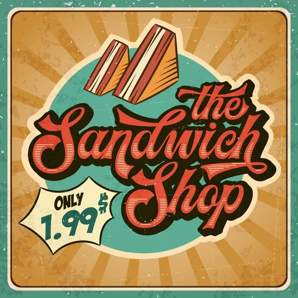 Restauracja Retro Reklamy Znak Dla Sandwich Shop Vintage Plakat Eps10 — Wektor stockowy