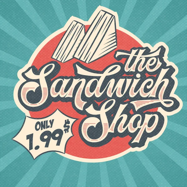 Retro Werbung Restaurant Schild Für Sandwich Shop Vintage Poster Vektor — Stockvektor