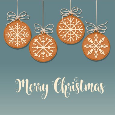 Gingerbread ile güzel Noel kartı. Noel poster. Yazdırın. Vektör