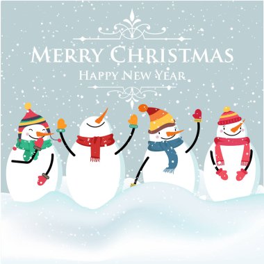 Kardan adam ve dilek ile güzel düz tasarım Noel kartı. Noel poster. Yazdırın. Vektör