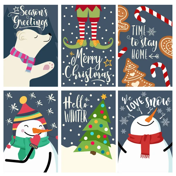 Christmas Card Set Isolated Items White — Stock Vector