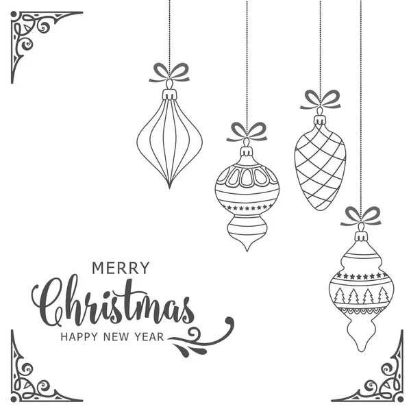 Minimal White Christmas Background Baubles Vector — Stock Vector