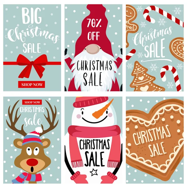 Colección Tarjetas Venta Navidad Artículos Aislados — Vector de stock