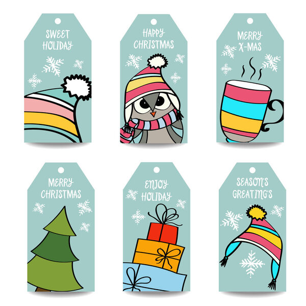 Christmas labels collection, isolated items on white background, eps10