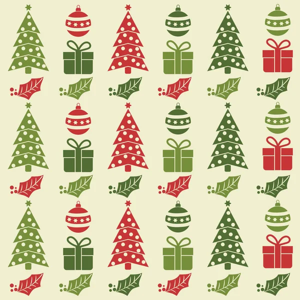 Noel Topları Noel Ağaçları Hediyeler Ökseotu Ile Seamless Modeli Noel — Stok Vektör