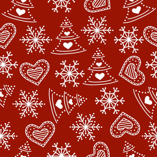 Weihnachten Nahtlose Muster Weihnachtlicher Hintergrund Weihnachtsgeschenkpapier Flache Bauweise Vektor — Stockvektor