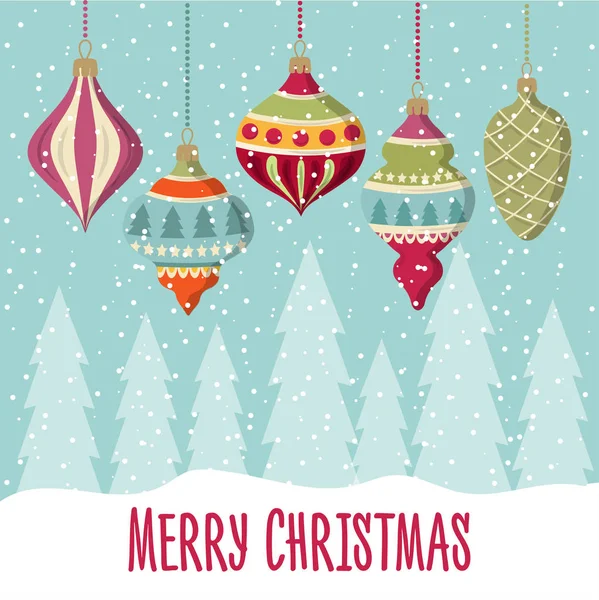 Christmas Card Balls Christmas Background Flat Design Vector — Stock Vector