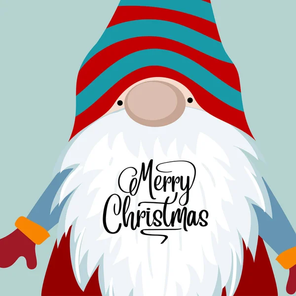 かわいい Gnome のクリスマス カード フラットなデザイン ベクトル — ストックベクタ
