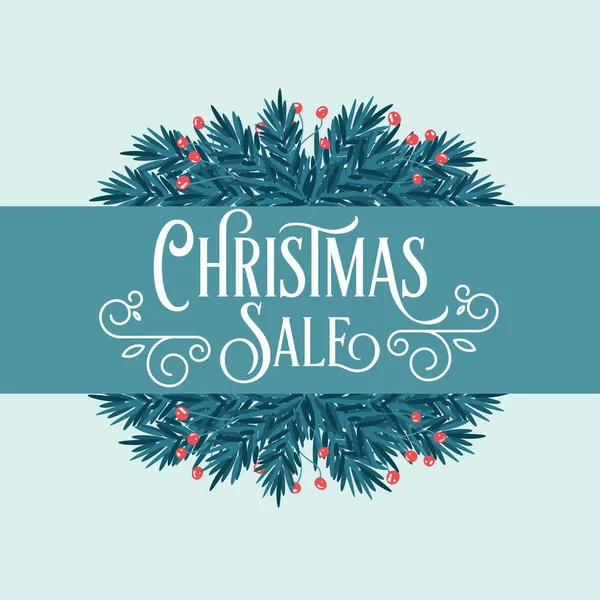 Cartão Natal Retrô Com Galhos Árvore Desejos Design Plano Vetor — Vetor de Stock