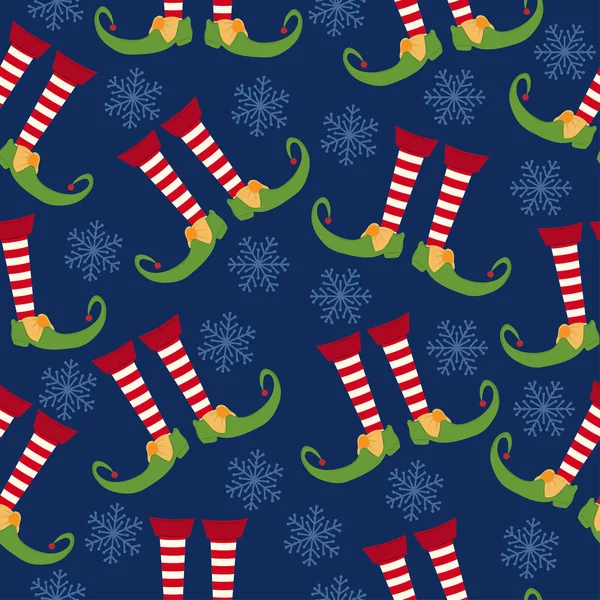 クリスマス エルフ足とシームレスなパターン クリスマスの背景や紙の包装に — ストックベクタ