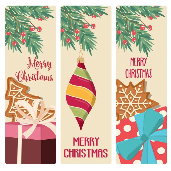 Colección Tarjetas Navideñas Pegatinas Navidad Diseño Plano — Archivo Imágenes Vectoriales
