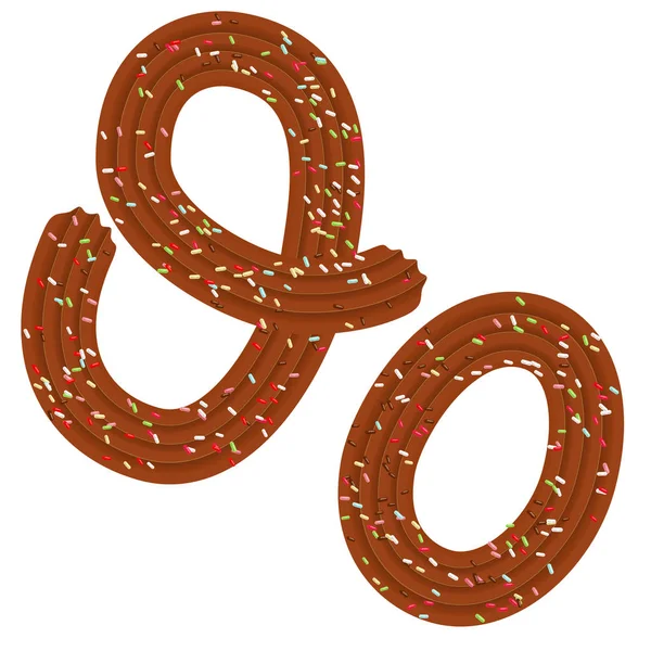 Tempting tipography. Font design. 3D letter O of the Chocolate c — Stock Vector