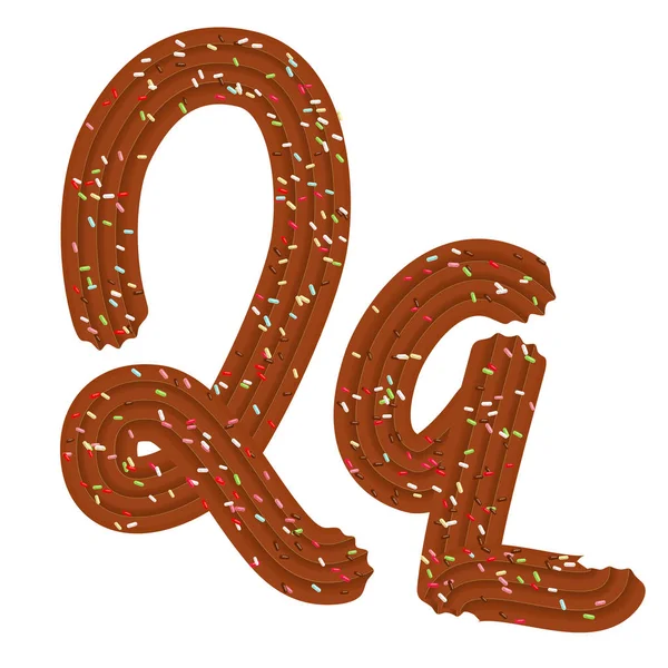 Tipografia allettante. Design del carattere. Lettera 3D Q del Cioccolato c — Vettoriale Stock
