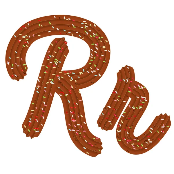 Tentante tipographie. Conception de polices. Lettre 3D R du Chocolat c — Image vectorielle
