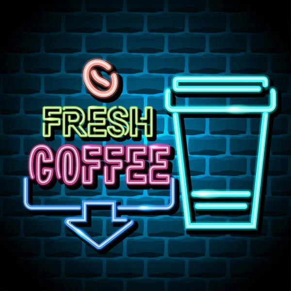 Signo de publicidad café fresco — Vector de stock