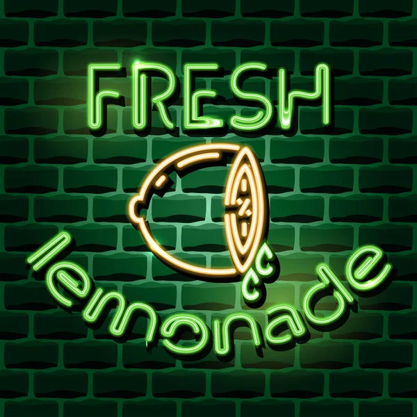 Letrero de publicidad de neón limonada fresca — Vector de stock