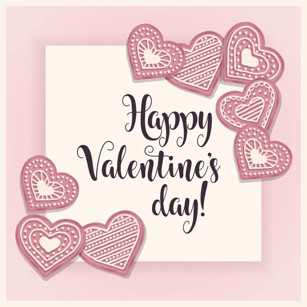 Cartão de Dia dos Namorados com biscoitos pik —  Vetores de Stock
