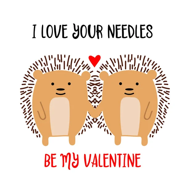 Hedgehogs paar verliefd. Valentijnskaart — Stockvector