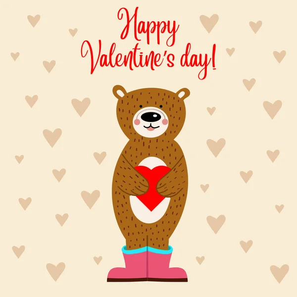 Tarjeta de San Valentín con oso — Vector de stock